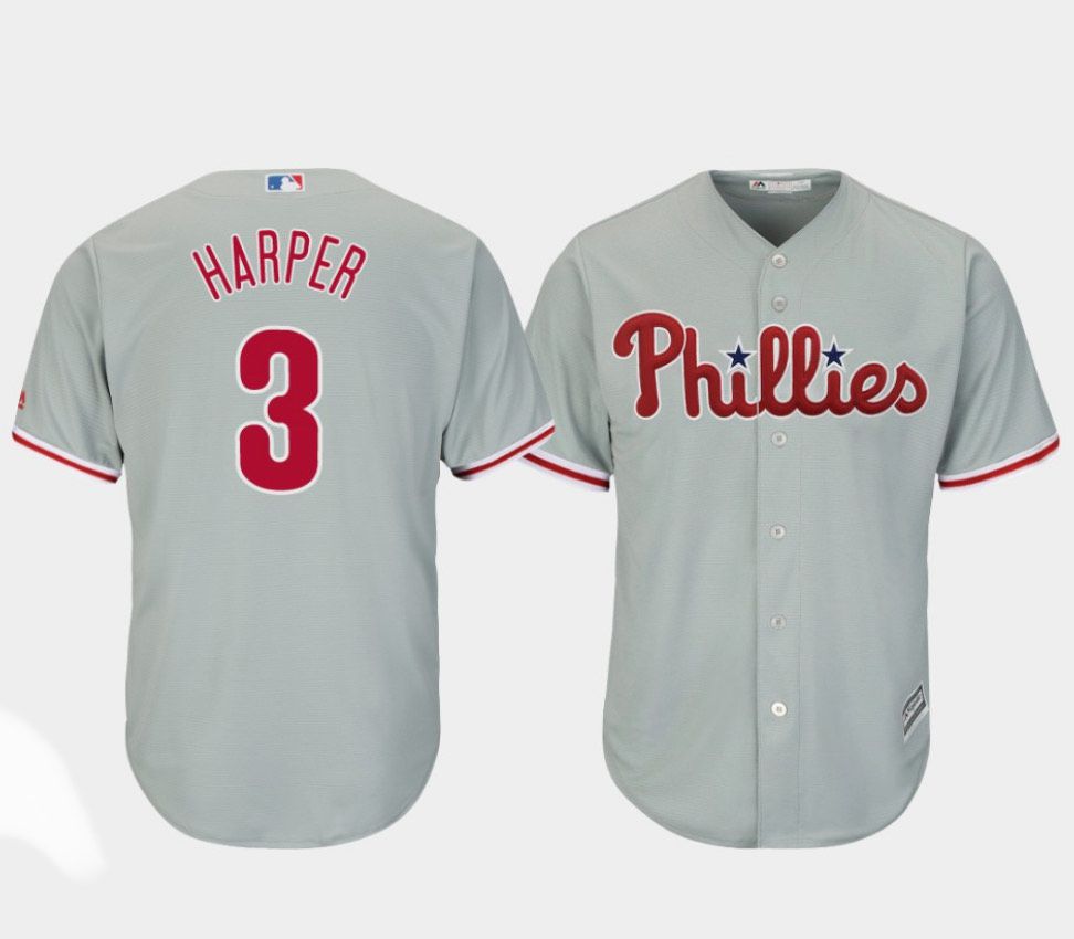 Men 2024 MLB Philadelphia Phillies 3 Bryce Harper grey jersey